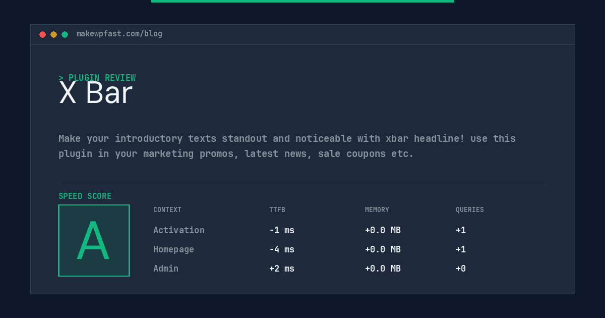 X Bar - MakeWPFast
