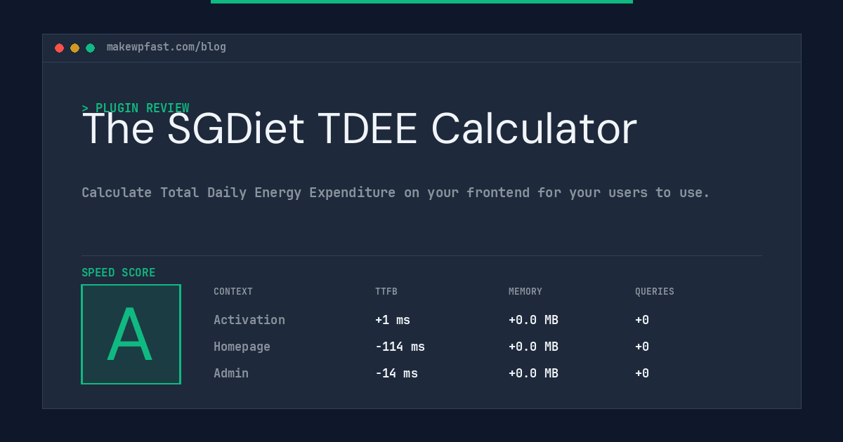 The SGDiet TDEE Calculator - MakeWPFast