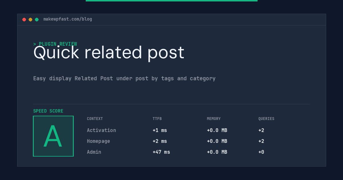 Quick related post - MakeWPFast