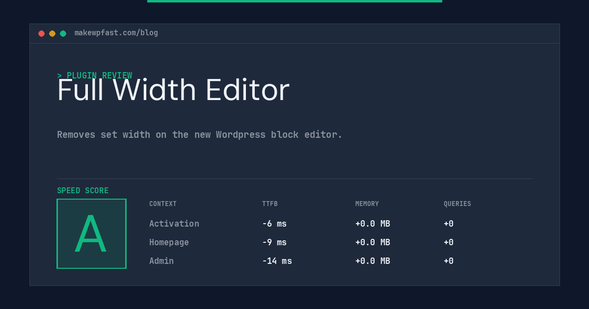 Full Width Editor - MakeWPFast