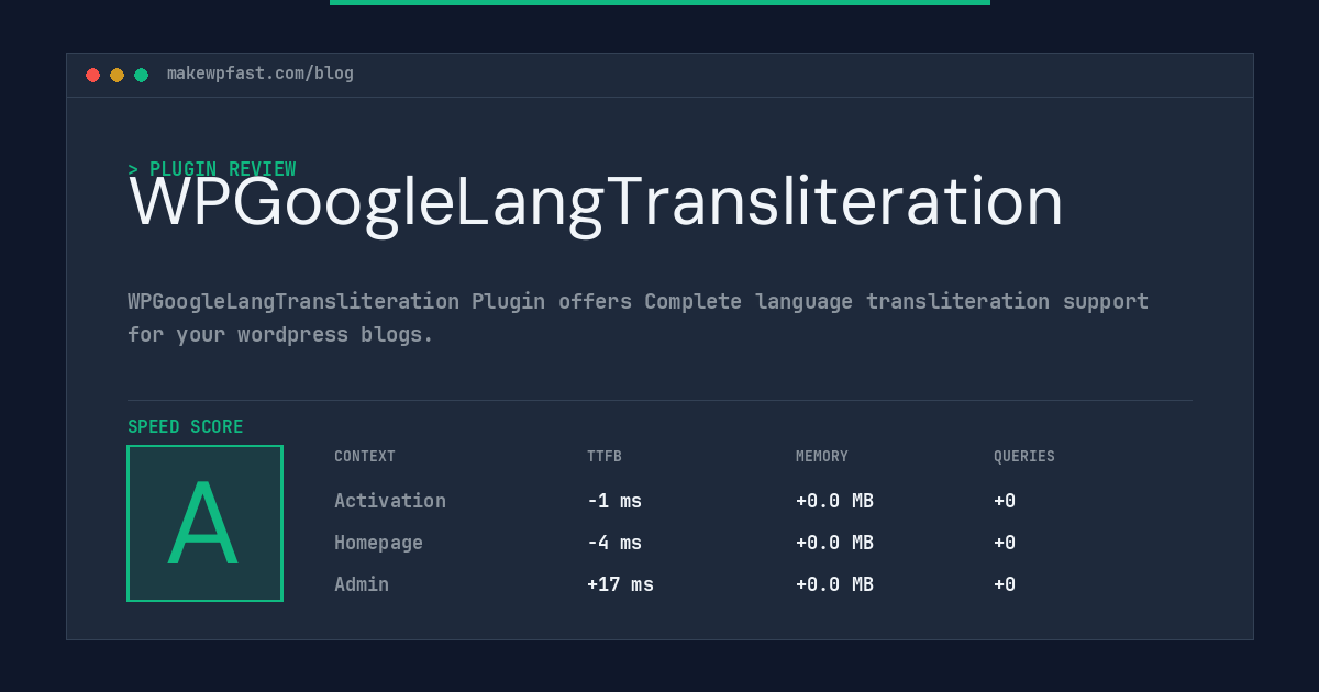 WPGoogleLangTransliteration - MakeWPFast