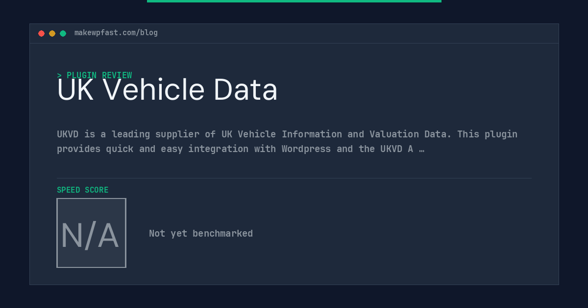 UK Vehicle Data - MakeWPFast