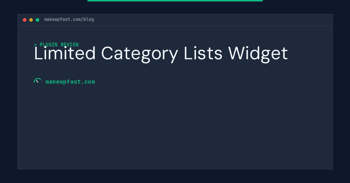Limited Category Lists Widget - MakeWPFast