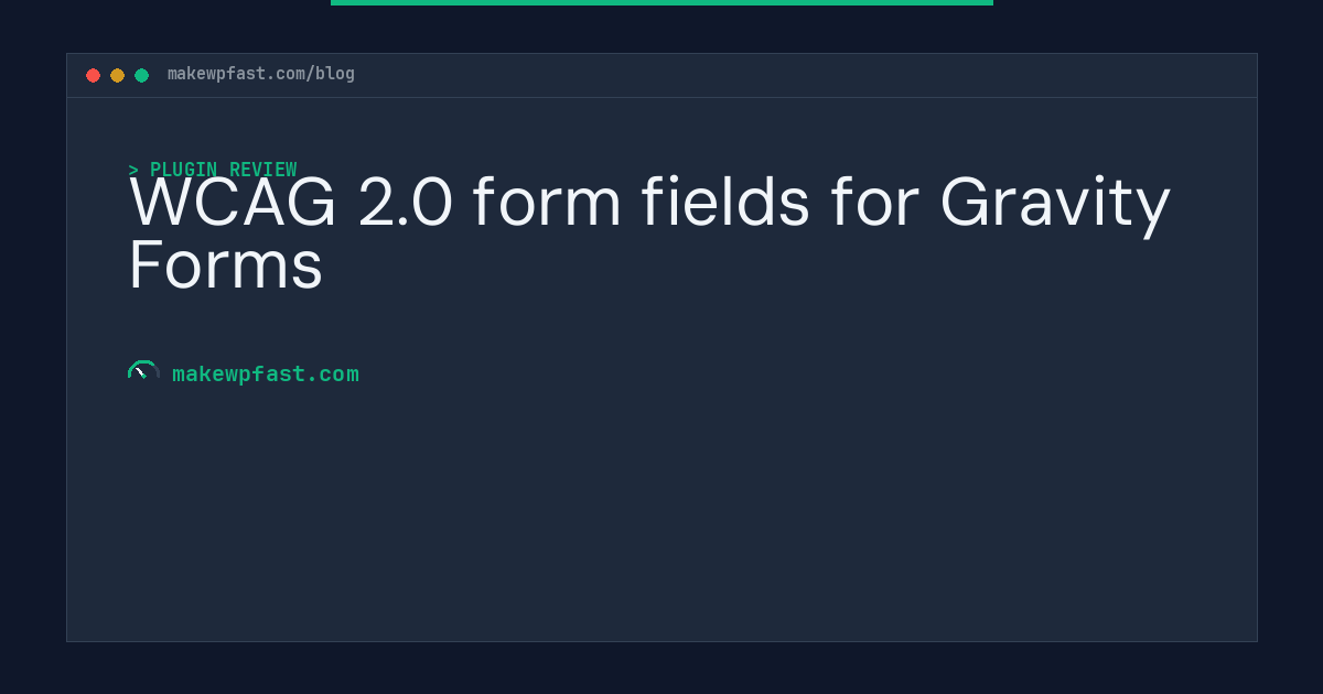 WCAG 2.0 form fields for Gravity Forms - MakeWPFast