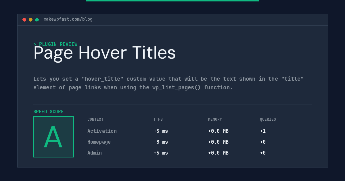 Page Hover Titles - MakeWPFast