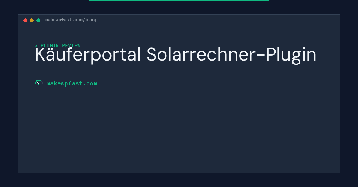 Käuferportal Solarrechner-Plugin - MakeWPFast