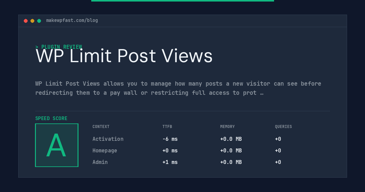 WP Limit Post Views - MakeWPFast