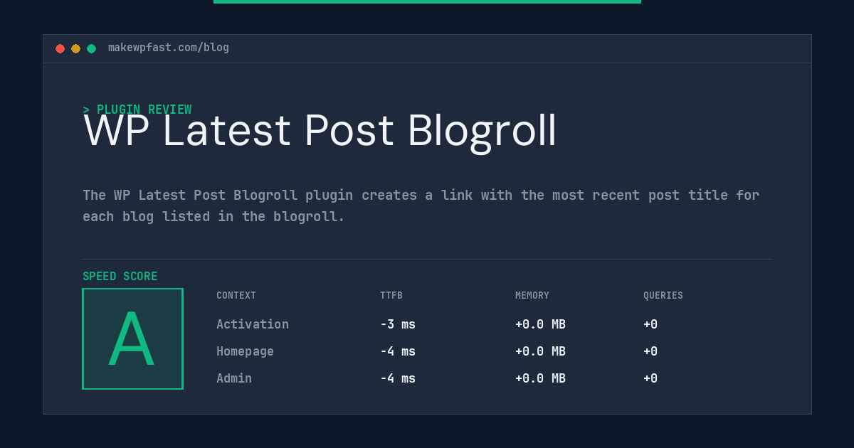 WP Latest Post Blogroll - MakeWPFast