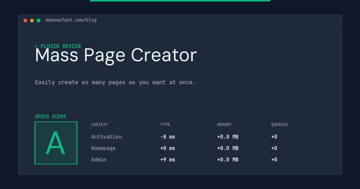 Mass Page Creator - MakeWPFast