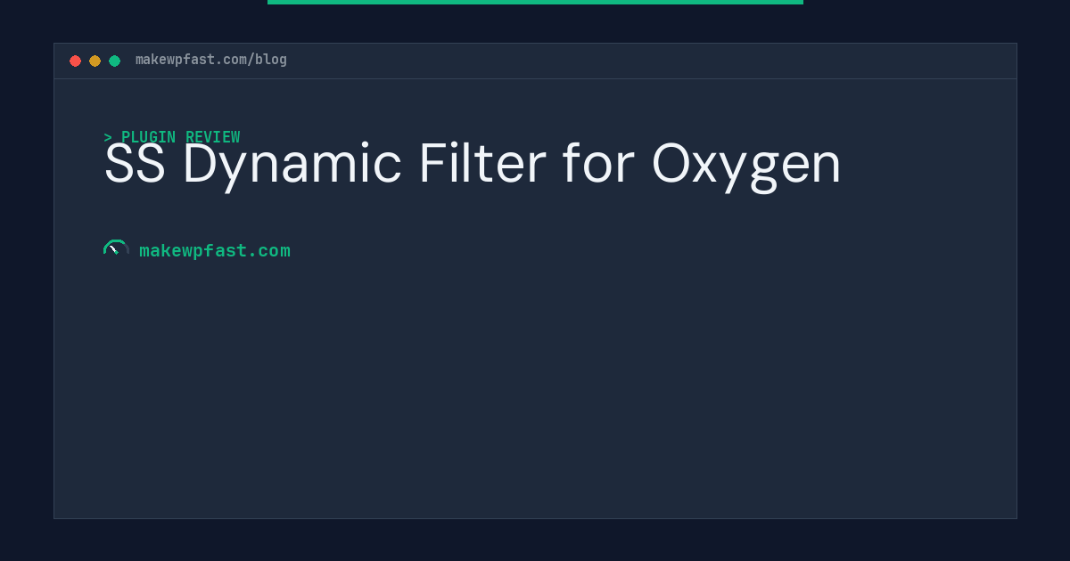 SS Dynamic Filter for Oxygen - MakeWPFast