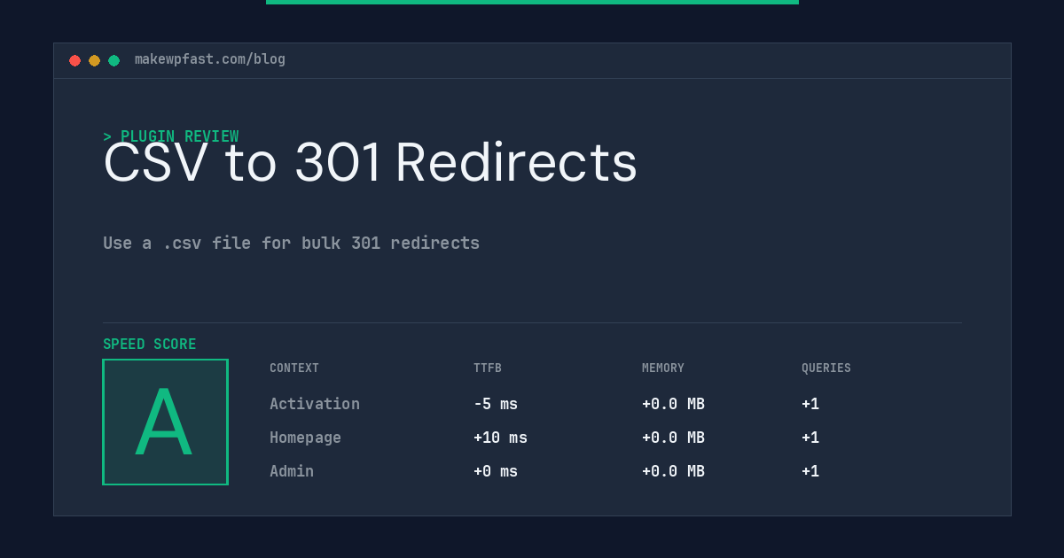 CSV to 301 Redirects - MakeWPFast