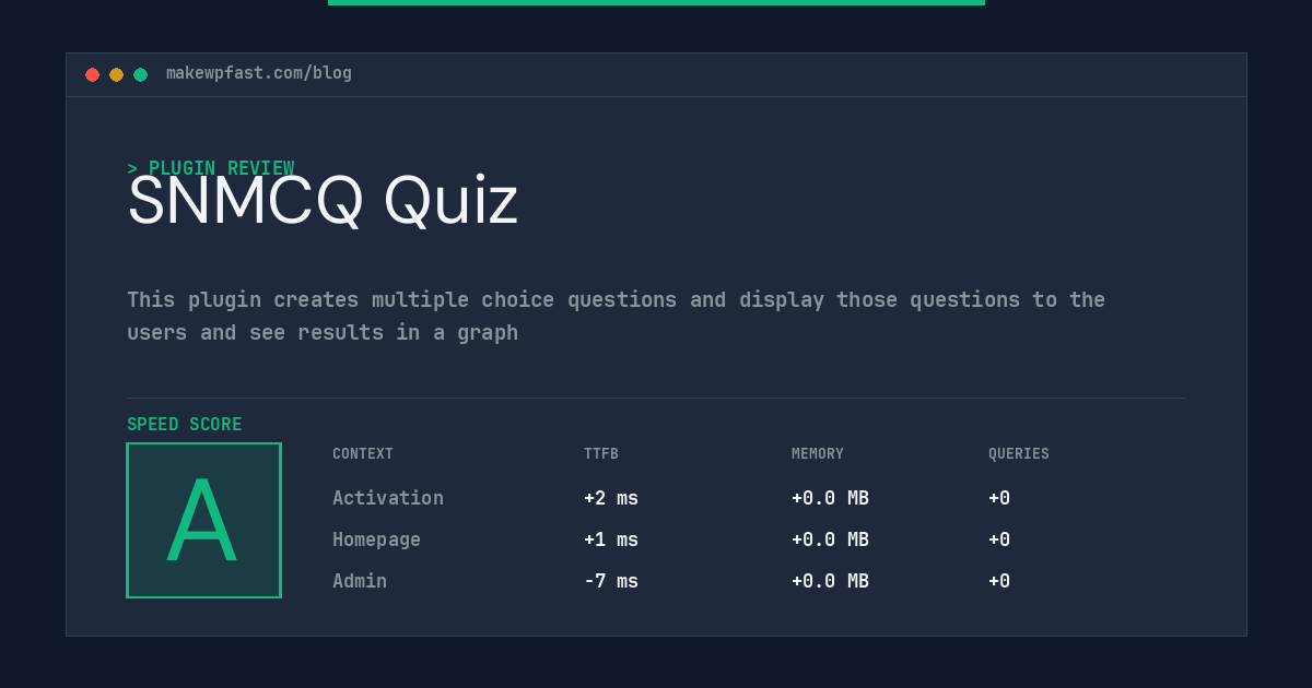 SNMCQ Quiz - MakeWPFast