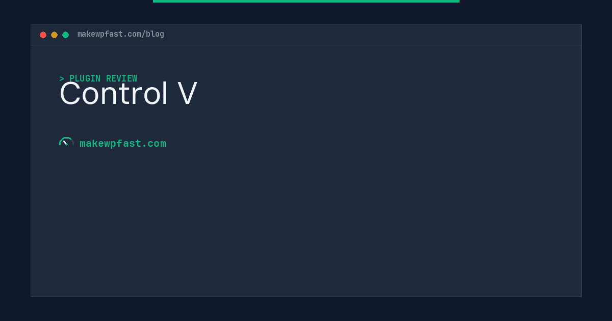 Control V - MakeWPFast