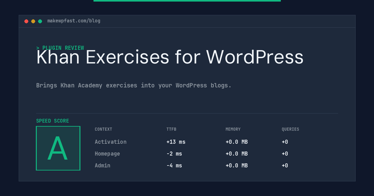 Khan Exercises for WordPress - MakeWPFast
