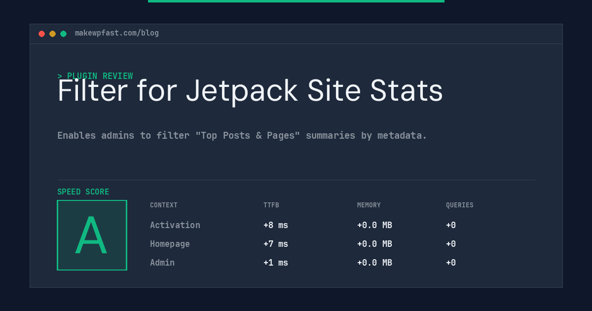 Filter for Jetpack Site Stats - MakeWPFast