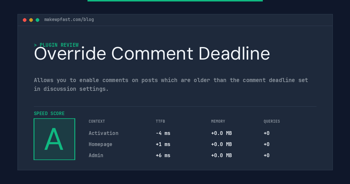 Override Comment Deadline - MakeWPFast