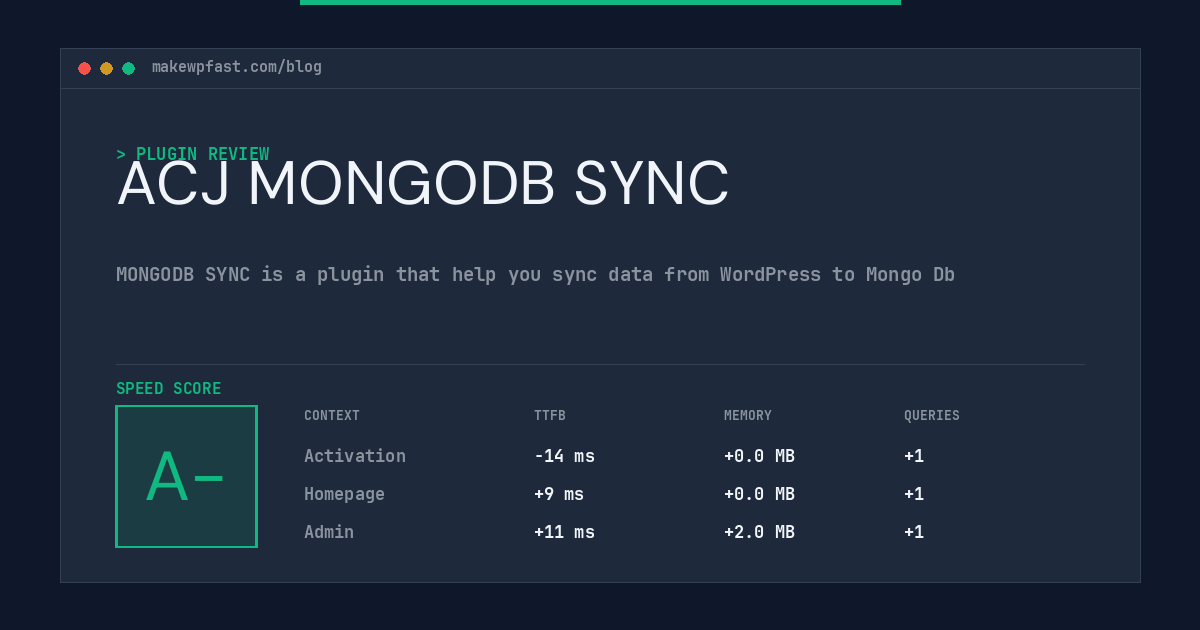 ACJ MONGODB SYNC - MakeWPFast