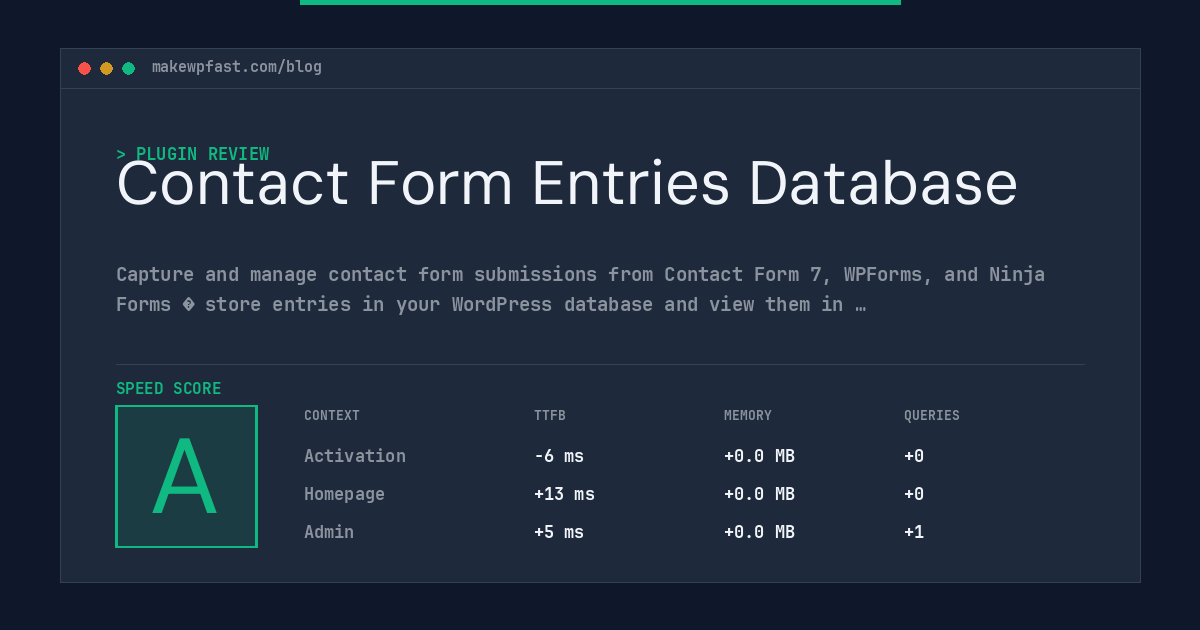 Contact Form Entries Database - MakeWPFast