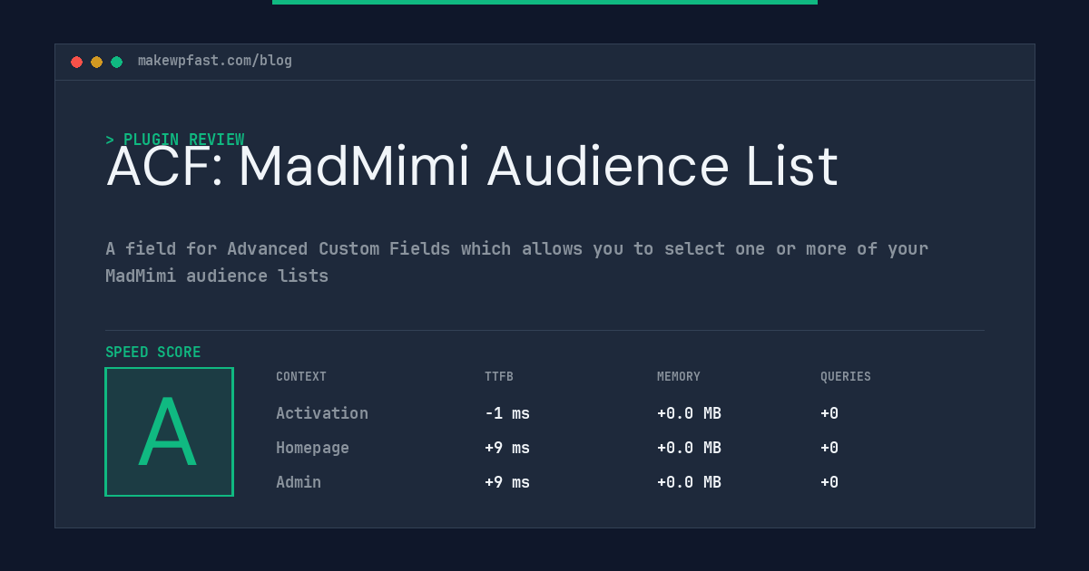 ACF: MadMimi Audience List - MakeWPFast