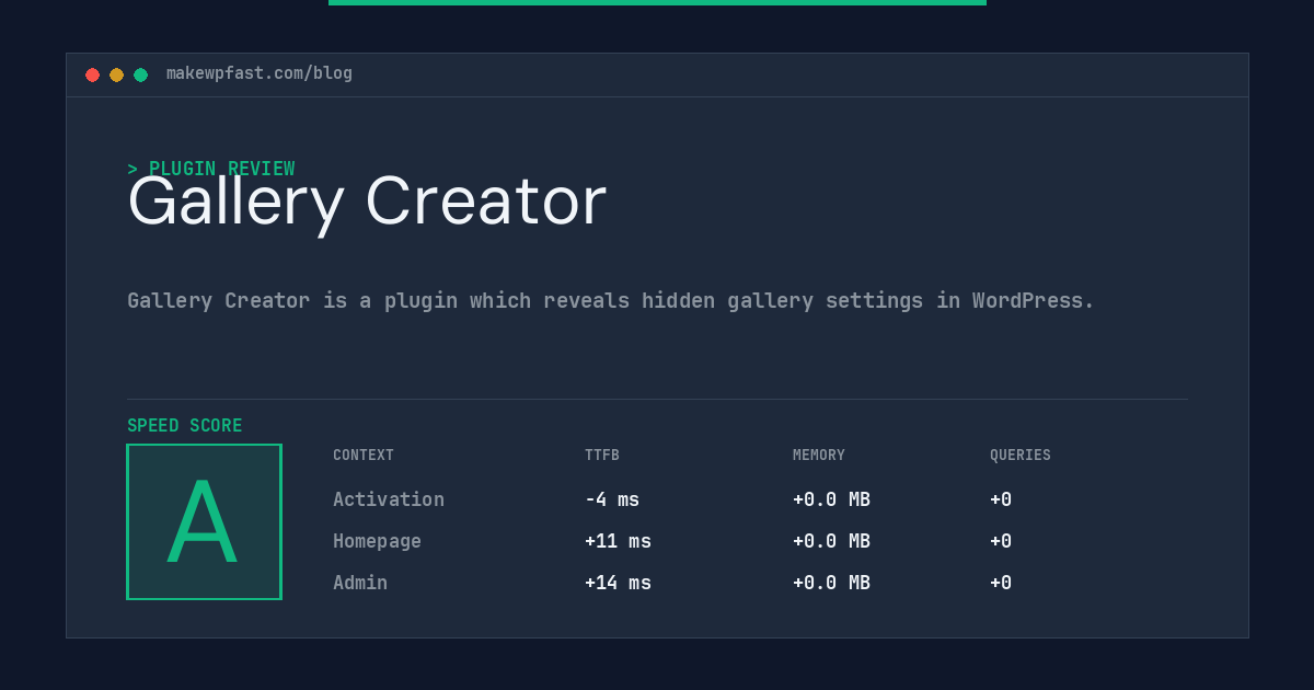 Gallery Creator - MakeWPFast