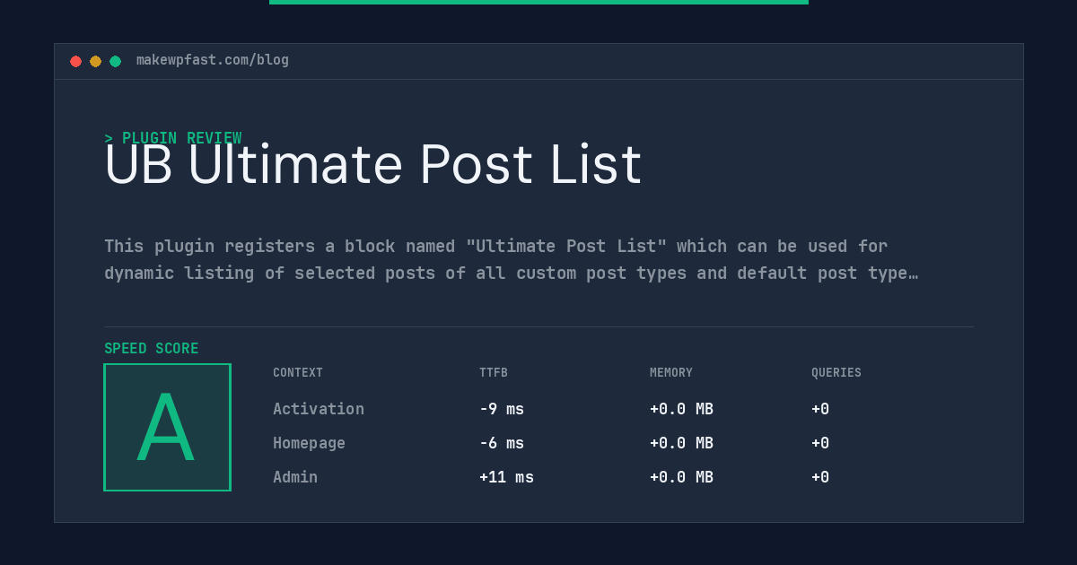 UB Ultimate Post List - MakeWPFast