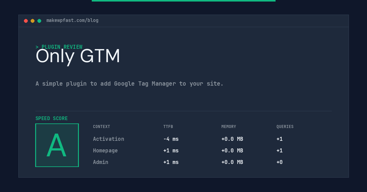 Only GTM - MakeWPFast