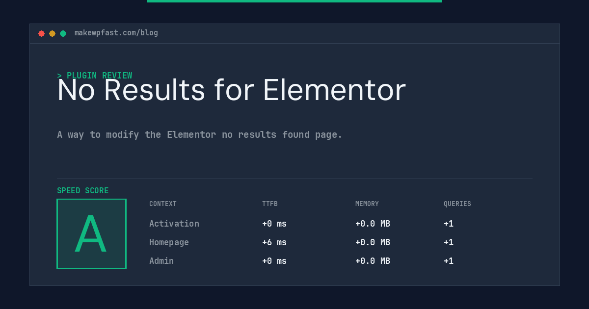 No Results for Elementor - MakeWPFast