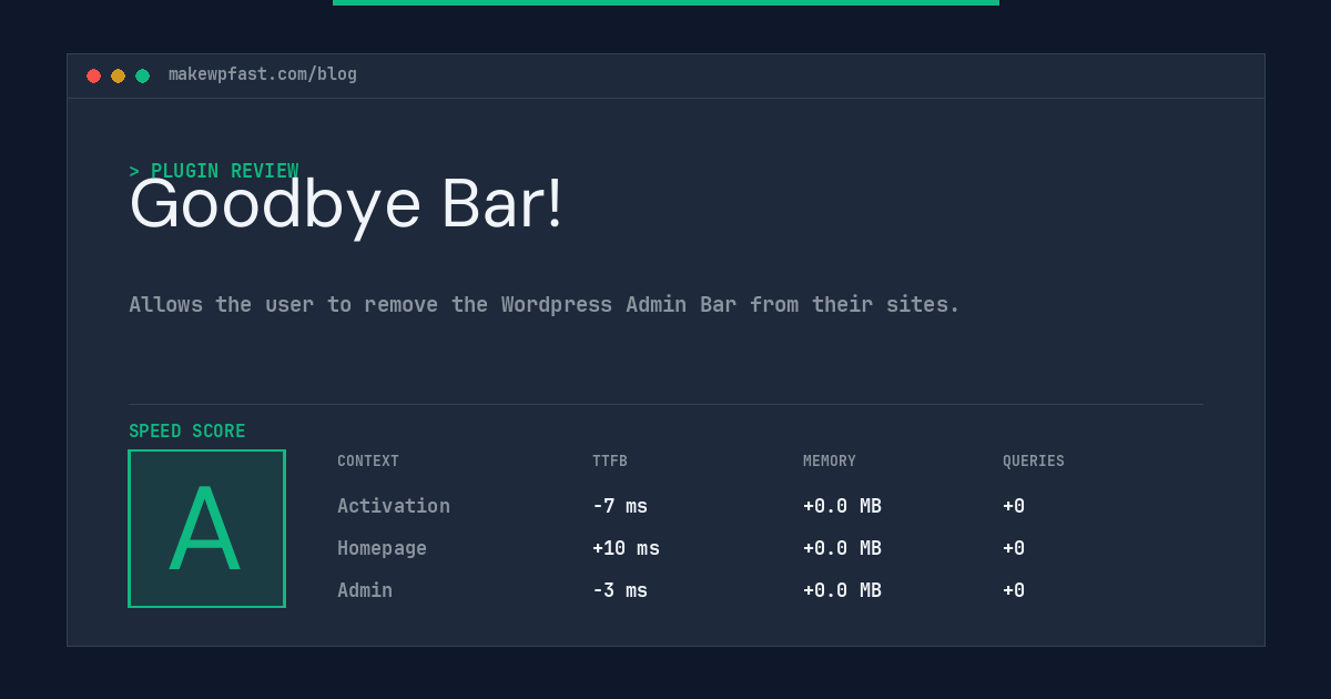 Goodbye Bar! - MakeWPFast