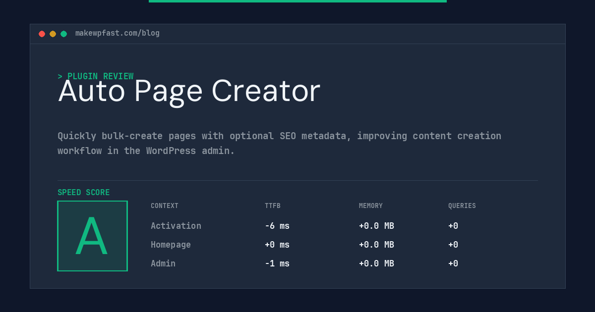 Auto Page Creator - MakeWPFast