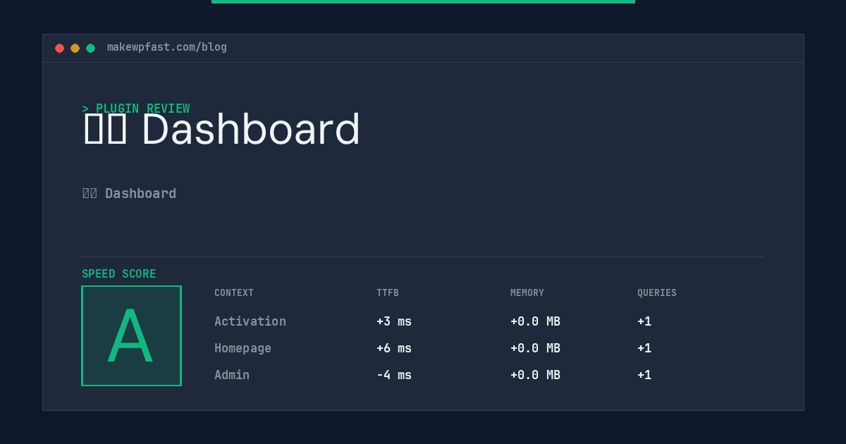 中文 Dashboard - MakeWPFast