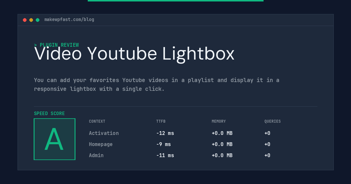 Video Youtube Lightbox - MakeWPFast