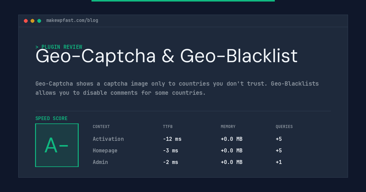 Geo-Captcha & Geo-Blacklist - MakeWPFast