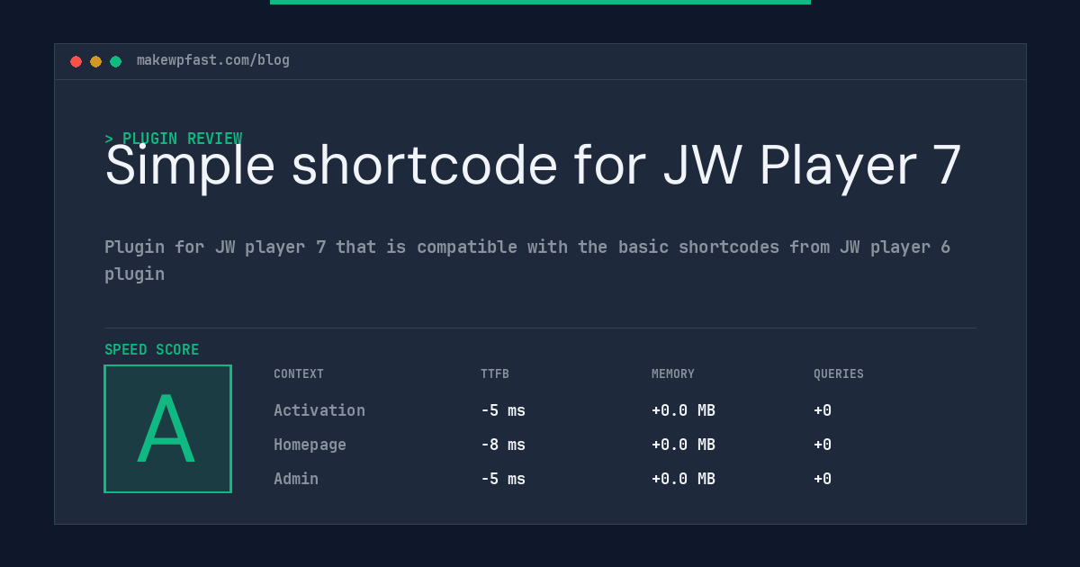 Simple shortcode for JW Player 7 - MakeWPFast