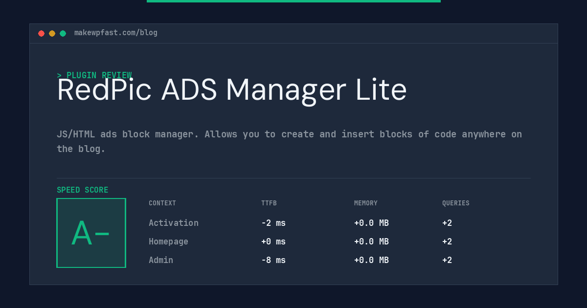 RedPic ADS Manager Lite - MakeWPFast