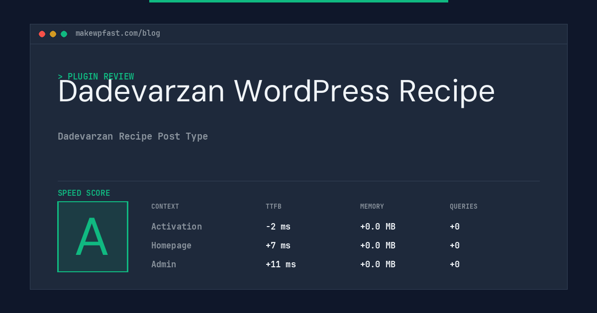 Dadevarzan WordPress Recipe - MakeWPFast