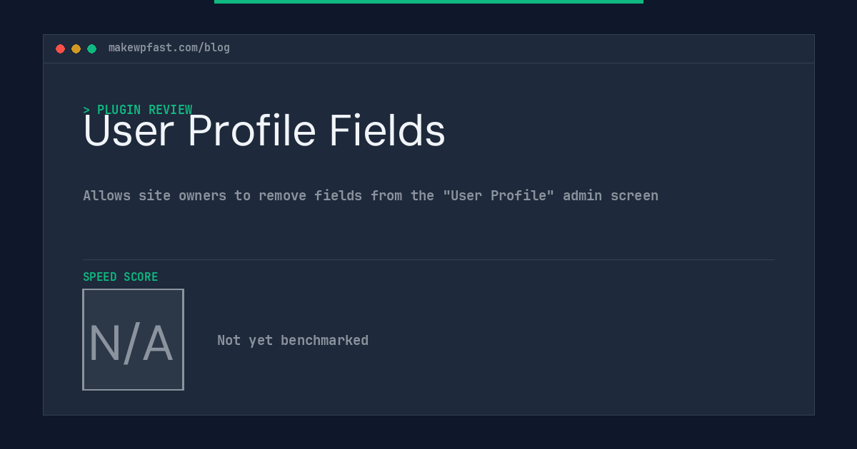 User Profile Fields - MakeWPFast