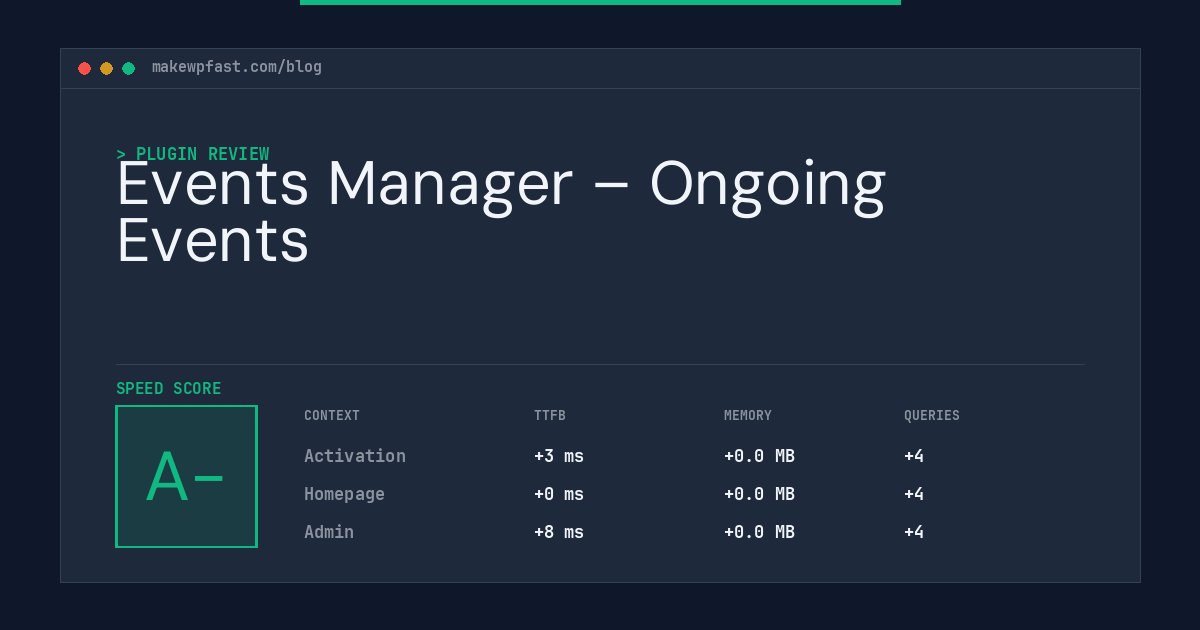 Events Manager – Ongoing Events - MakeWPFast