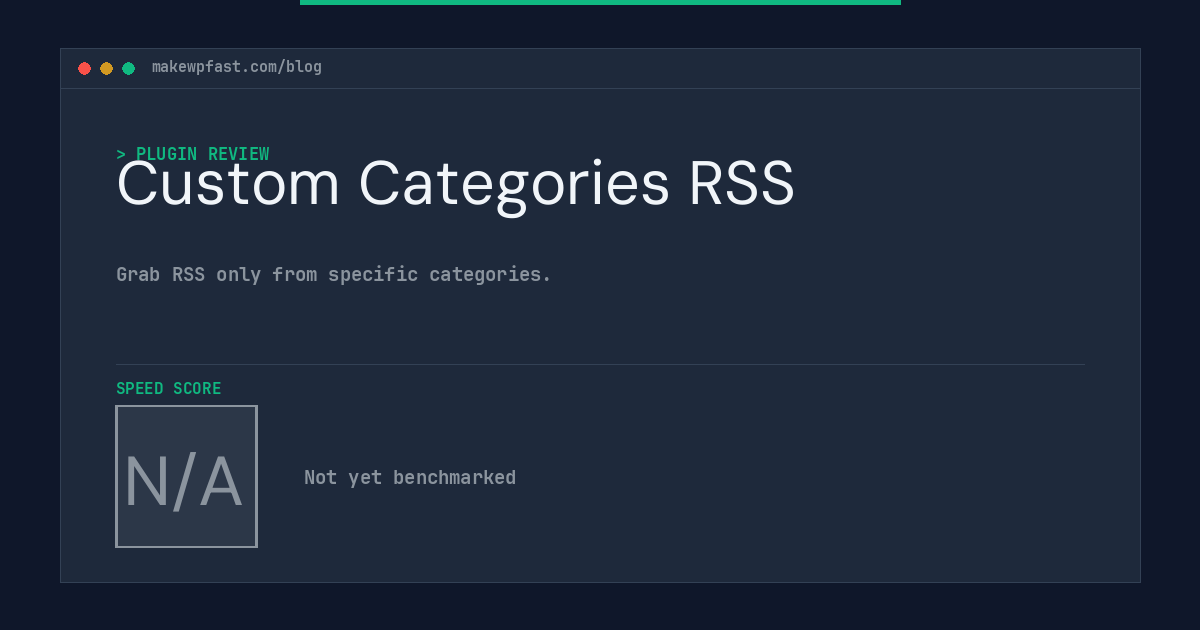 Custom Categories RSS - MakeWPFast