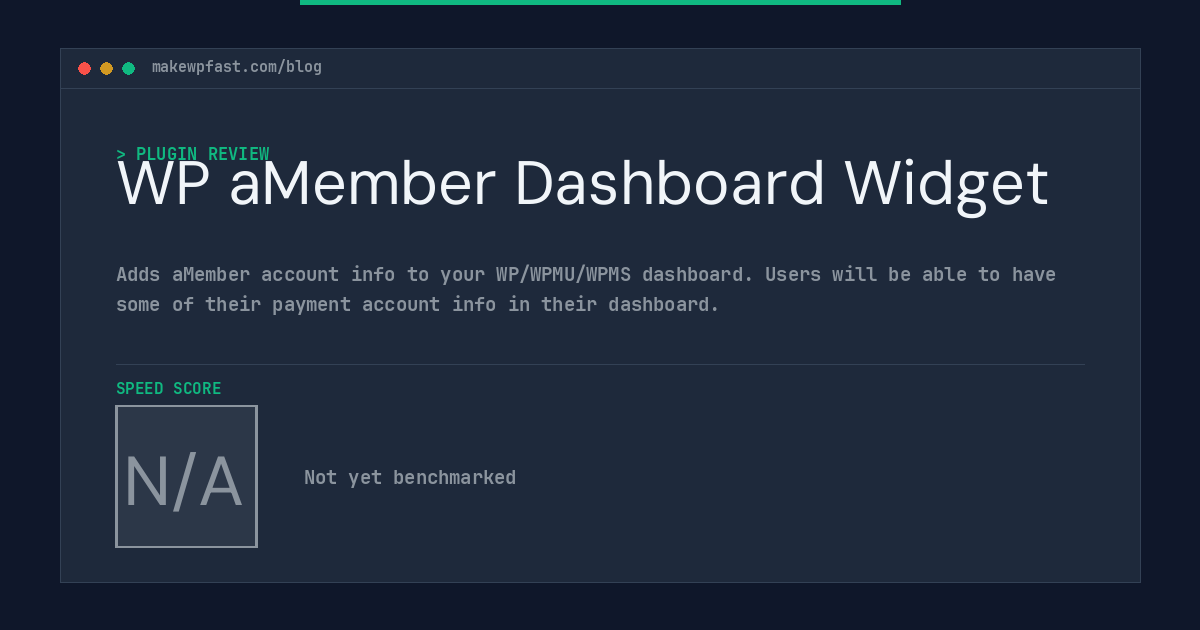 WP aMember Dashboard Widget - MakeWPFast