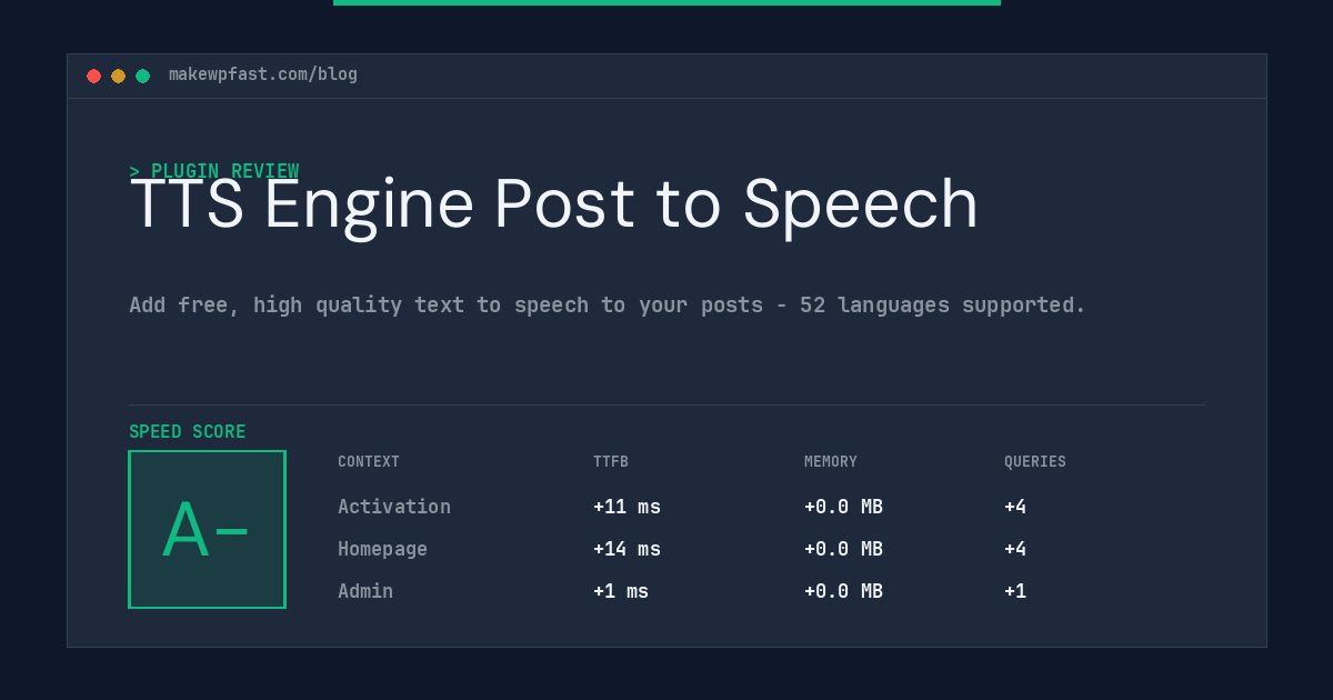 TTS Engine Post to Speech - MakeWPFast