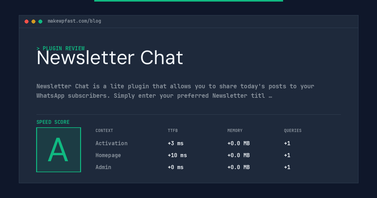 Newsletter Chat - MakeWPFast