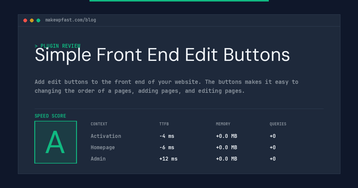 Simple Front End Edit Buttons - MakeWPFast