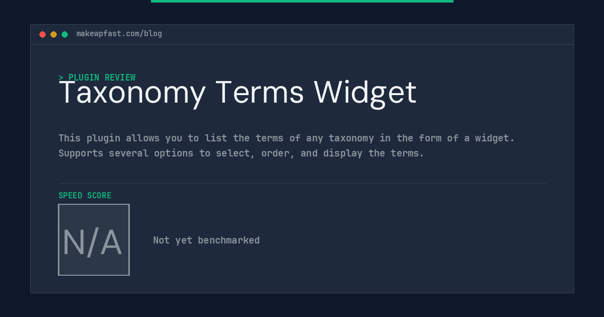 Taxonomy Terms Widget - MakeWPFast