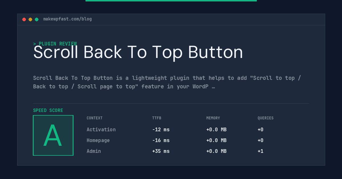 Scroll Back To Top Button - MakeWPFast