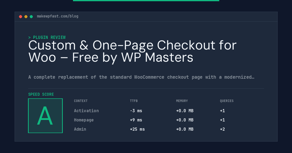 Custom & One-Page Checkout for Woo – Free by WP Masters - MakeWPFast