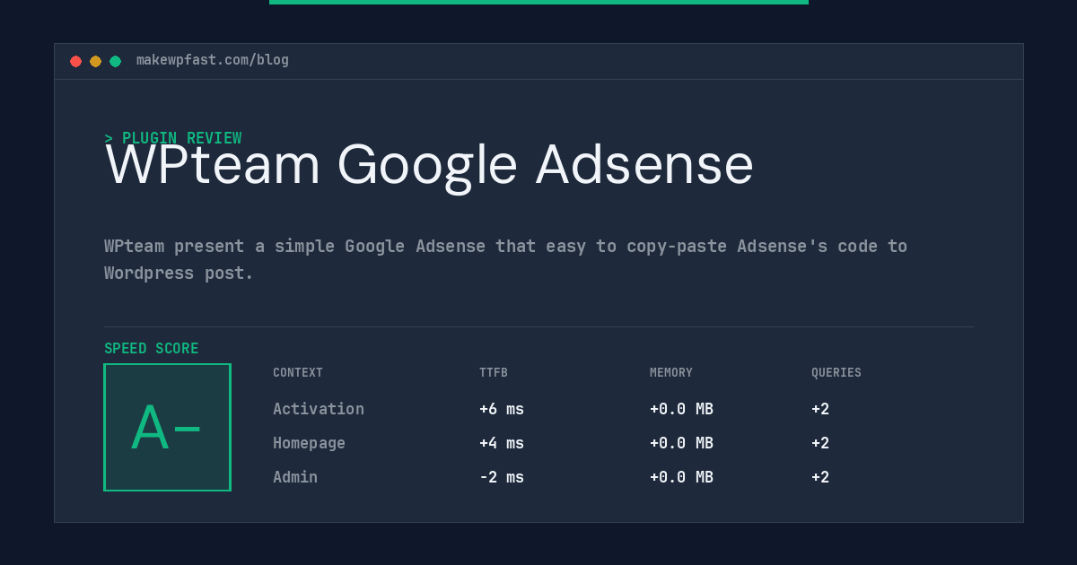 WPteam Google Adsense - MakeWPFast