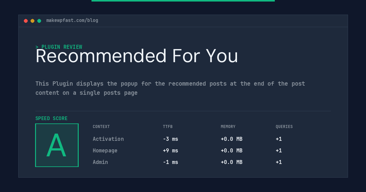 Recommended For You - MakeWPFast