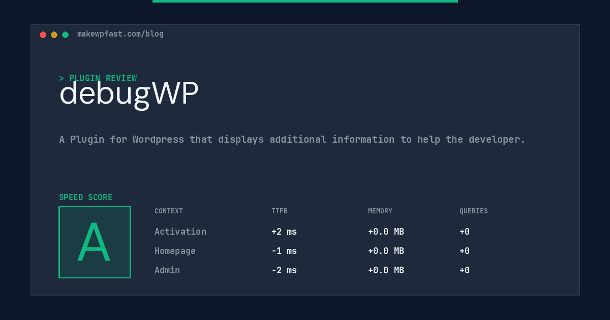 debugWP - MakeWPFast