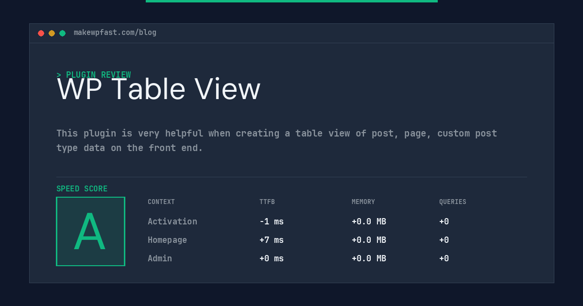 WP Table View - MakeWPFast