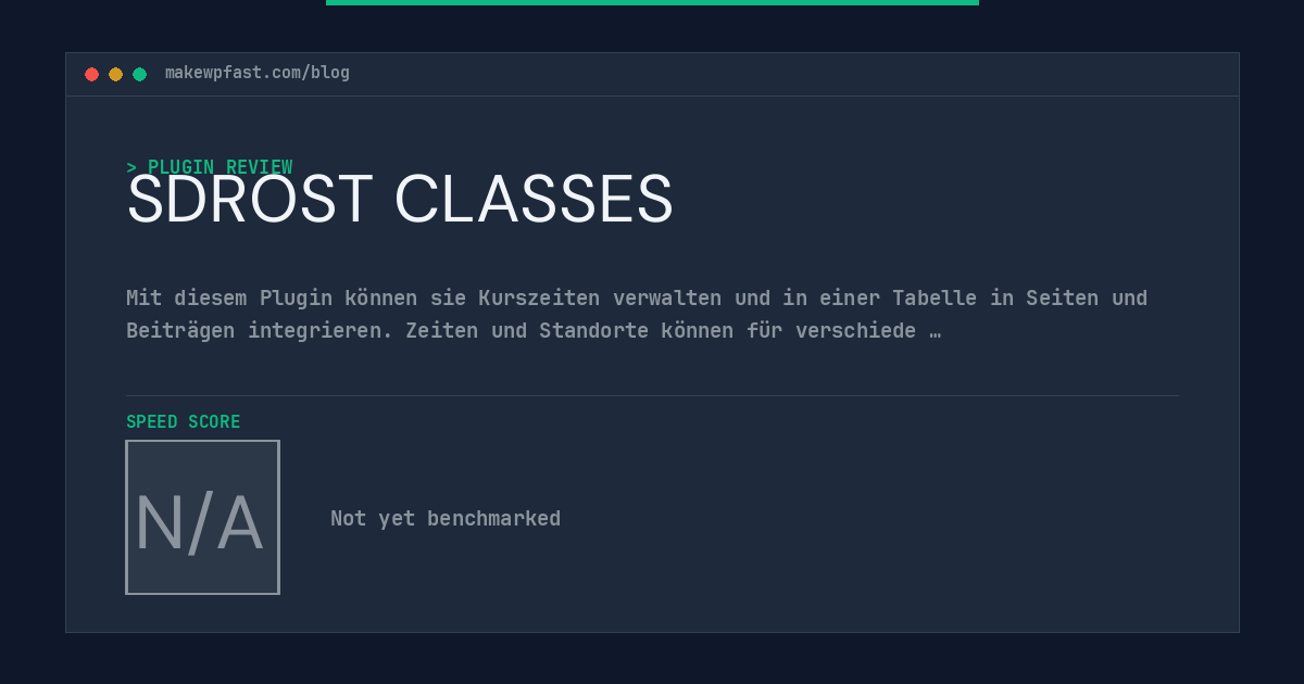 SDROST CLASSES - MakeWPFast